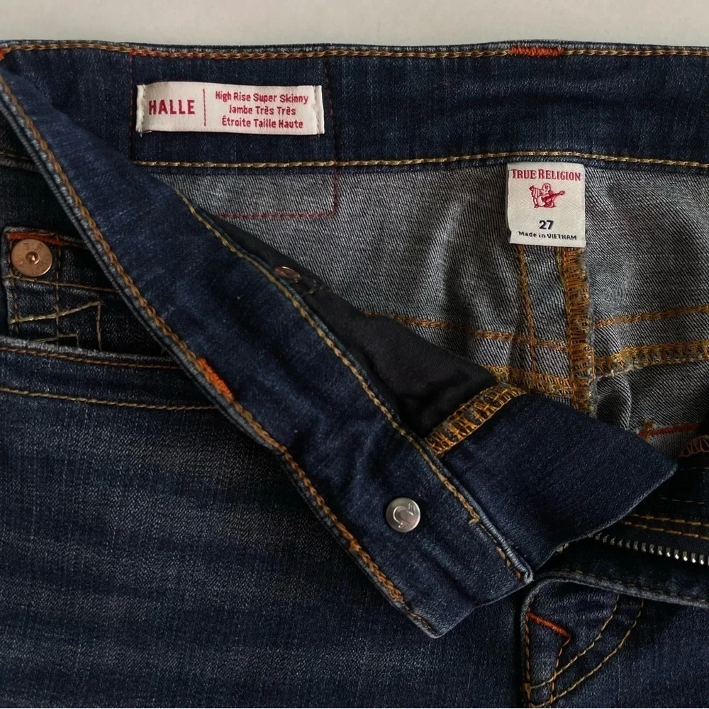 True Religion Halle High Rise Super Skinny Women's Dark Blue Jeans Size 27 - Picture 5 of 11